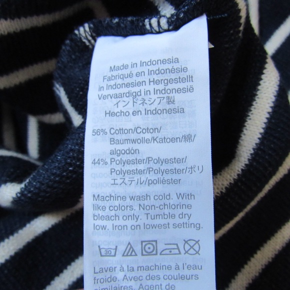 Madewell Gathered Sleeve Mockneck Top in Stripe XL Navy Blue White Puff Sleeve - Picture 8 of 9